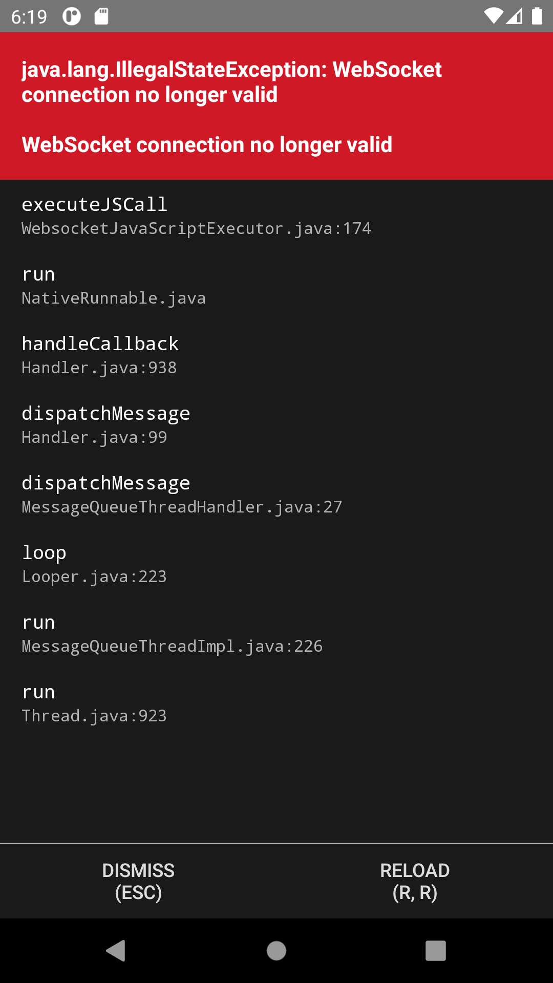 Websocket Connection No Longer Valid React Native