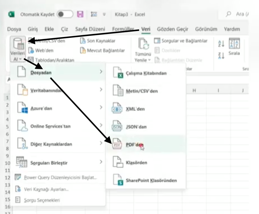 PDF'den Excel'e Aktarma